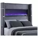Tisdall Gray Queen Upholstered Fireplace Panel Bed