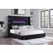 Tisdall Black California King Upholstered Panel Bed with Flame Visualizer