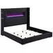 Tisdall Black California King Upholstered Panel Bed with Flame Visualizer