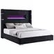Tisdall Black California King Upholstered Panel Bed with Flame Visualizer