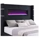 Tisdall Black California King Upholstered Panel Bed with Flame Visualizer