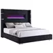 Tisdall Black Queen Upholstered Fireplace Panel Bed