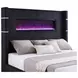 Tisdall Black Queen Upholstered Fireplace Panel Bed