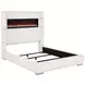 Tisdall Cream California King Upholstered Panel Bed with Flame Visualizer