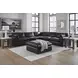 Emilia Black Leather Modular 5 Piece Sectional