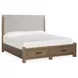 Plum Creek Sierra Brown and Elite Dove Queen Upholstered Storage Panel Bed