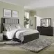 Contemporary Line Caffe and Textured Gray California King Upholstered Panel Bed