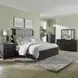 Contemporary Line Caffe and Textured Gray California King Upholstered Panel Bed