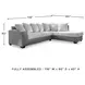 Clairette Court Alloy 2 Piece Sectional with RAF Chaise