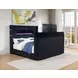 Tisdall Black King Upholstered Panel Bed with USB Charging and Hidden TV Mount