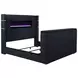 Tisdall Black King Upholstered Panel Bed with USB Charging and Hidden TV Mount