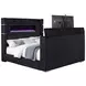 Tisdall Black California King Upholstered Panel Bed with USB Charging and Hidden TV Mount