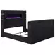 Tisdall Black California King Upholstered Panel Bed with USB Charging and Hidden TV Mount