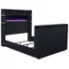 Tisdall Black Queen Upholstered Panel Bed with USB Charging and Hidden TV Mount