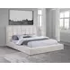 Dreux Cream King Upholstered Platform Bed with Hidden Storage and LED