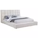 Dreux Cream California King Upholstered Platform Bed with Hidden Storage and LED