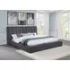 Dreux Gray King Upholstered Platform Bed with Hidden Storage and LED