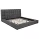 Dreux Gray King Upholstered Platform Bed with Hidden Storage and LED
