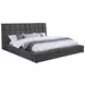 Dreux Gray King Upholstered Platform Bed with Hidden Storage and LED