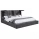 Dreux Gray Queen Upholstered Platform Bed with Hidden Storage and LED