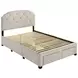 Marianna Cream Full Upholstered Platform Bed with Storage and Nailhead Trim