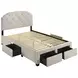 Marianna Cream Full Upholstered Platform Bed with Storage and Nailhead Trim