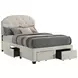 Marianna Cream Full Upholstered Platform Bed with Storage and Nailhead Trim