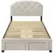 Marianna Cream Full Upholstered Platform Bed with Storage and Nailhead Trim