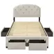 Marianna Cream Full Upholstered Platform Bed with Storage and Nailhead Trim
