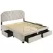 Marianna Cream King Upholstered Platform Bed with Storage and Nailhead Trim