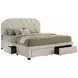 Marianna Cream King Upholstered Platform Bed with Storage and Nailhead Trim