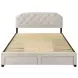 Marianna Cream King Upholstered Platform Bed with Storage and Nailhead Trim