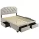 Marianna Cream Queen Upholstered Platform Bed with Storage and Nailhead Trim