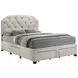Marianna Cream Queen Upholstered Platform Bed with Storage and Nailhead Trim