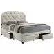 Marianna Cream Queen Upholstered Platform Bed with Storage and Nailhead Trim