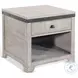Elmcrest Gray Square End Table with Drawer