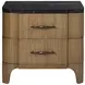 Blue Mallee Brown and Black 2 Drawer Stone Top Nightstand with USB Charging