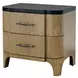 Blue Mallee Brown and Black 2 Drawer Stone Top Nightstand with USB Charging