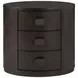 Blue Mallee Dark Brown 3 Drawer Oval Nightstand with USB Charging