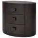 Blue Mallee Dark Brown 3 Drawer Oval Nightstand with USB Charging