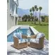 Palm Desert Poolside Blue and White Upholstered Outdoor Swivel Occasional Chair