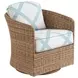 Palm Desert Poolside Blue and White Upholstered Outdoor Swivel Occasional Chair