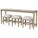 Wilmington Sand Frosted Glass Console Table with 3 Stools