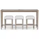 Wilmington Sand Frosted Glass Console Table with 3 Stools