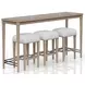 Wilmington Sand Frosted Glass Console Table with 3 Stools
