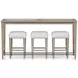 Wilmington Sand Frosted Glass Console Table with 3 Stools