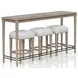 Wilmington Sand Frosted Glass Console Table with 3 Stools