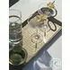 Isle of Palms Mocha and White Agate Stone Top Rectangular Outdoor Cocktail Table