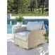 Sand Dune Blue and Brown Upholstered Outdoor Swivel Lounge Chair