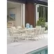 Sand Dune Cream Outdoor Rectangular Stone Top Dining Room Set